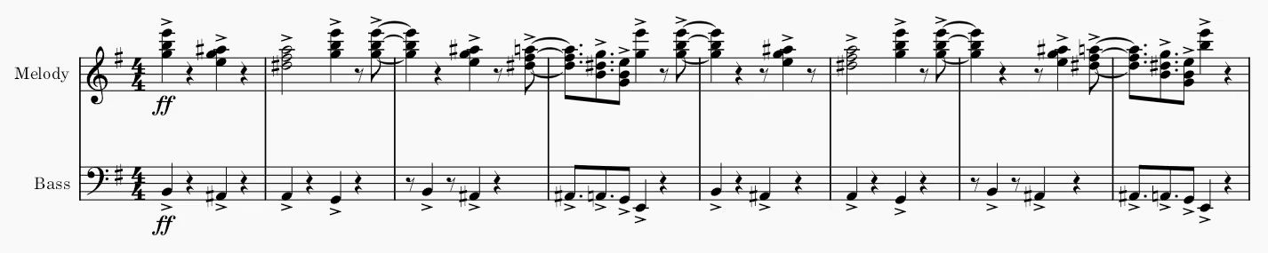 譜例 12：強奏